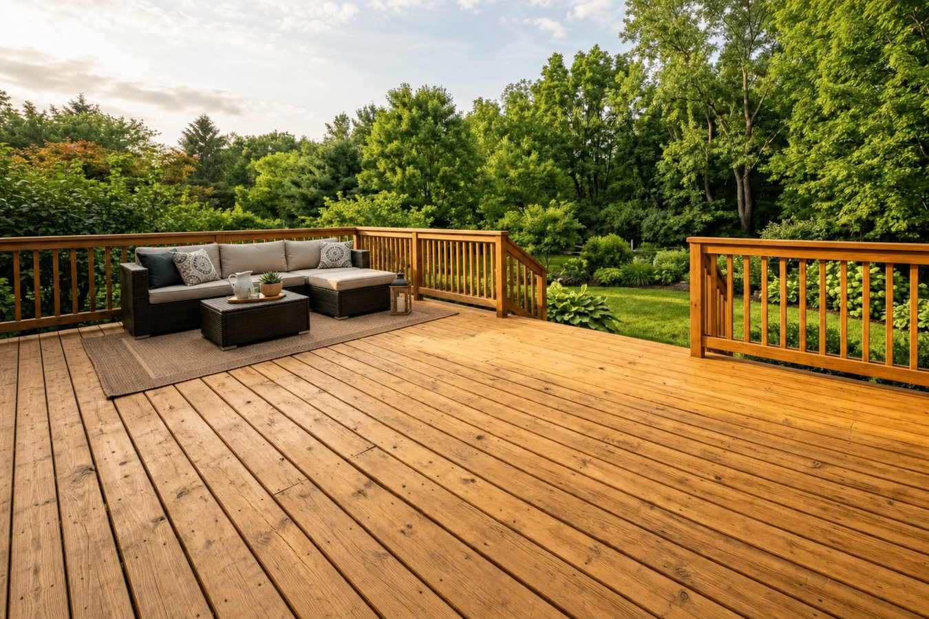 Cedar wood deck construction